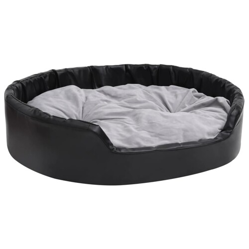 Krevet za pse crno-sivi 99 x 89 x 21 cm od pliša i umjetne kože - NOVO