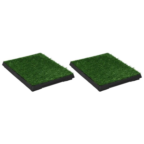 Toaleti za ljubimce s pladnjem i travom 2 kom zeleni 63x50x7 cm - NOVO