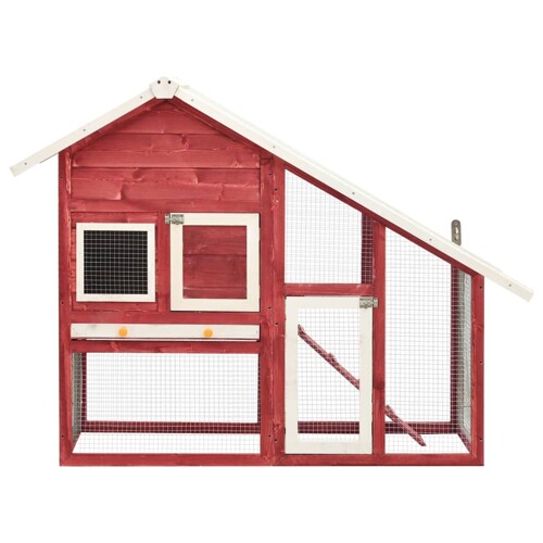 Kavez za zečeve crveno-bijeli 140x63x120 cm od masivne jelovine - NOVO