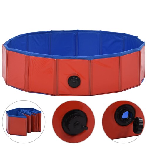 Sklopivi bazen za pse crveni 80 x 20 cm PVC - NOVO