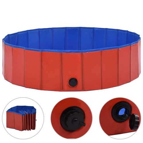 Sklopivi bazen za pse crveni 120 x 30 cm PVC - NOVO