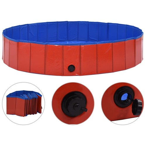 Sklopivi bazen za pse crveni 160 x 30 cm PVC - NOVO