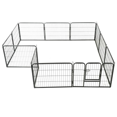 Ograda za pse s 12 ploča od čelika 80 x 60 cm crna - NOVO