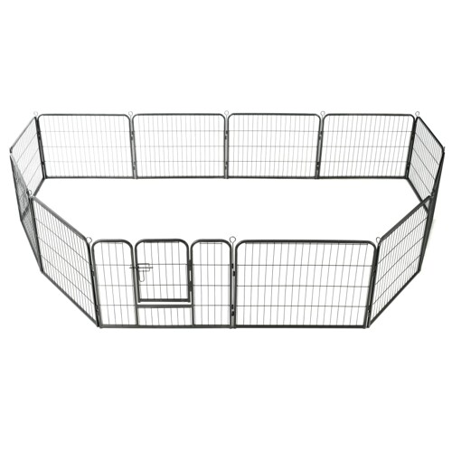 Ograda za pse s 12 ploča od čelika 80 x 60 cm crna - NOVO