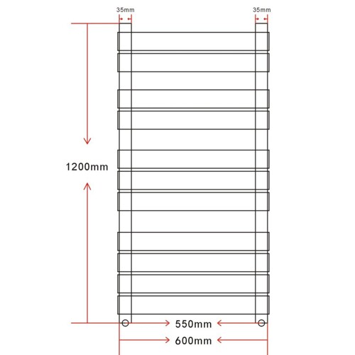 Kupaonski Radijator za Ručnike Centralno Grijanje Ravni 600 x 1200 mm - NOVO
