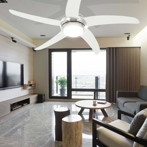 Ukrasni stropni ventilator sa svjetlom 128 cm bijeli - NOVO