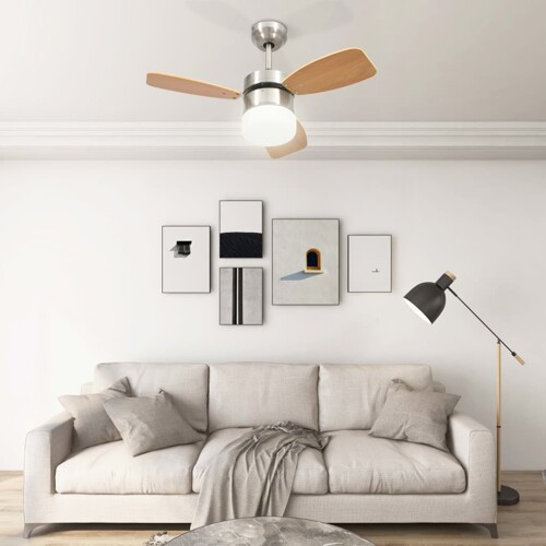 Stropni ventilator sa svjetlom i daljinskim 76 cm svjetlosmeđi - NOVO