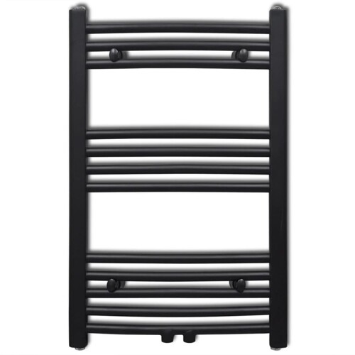 Kupaonski radijator za ručnike s prečkama zakrivljeni crni 500x764 mm - NOVO