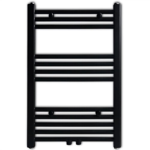Kupaonski radijator za ručnike s prečkama ravni crni 500 x 764 mm - NOVO