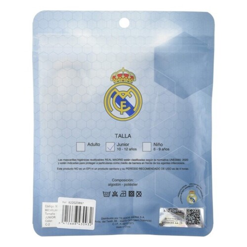 Higijenska maska za višekratnu upotrebu Real Madrid C.F. Children's Plava - ...