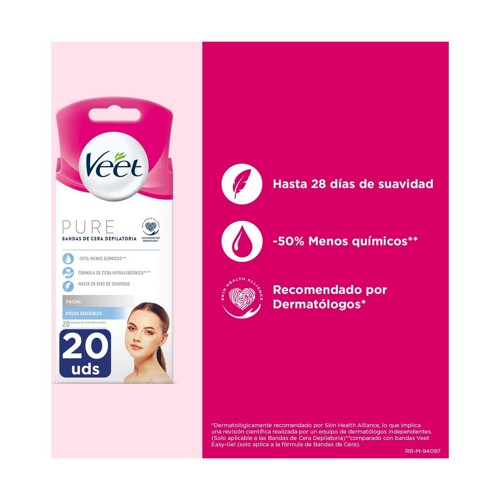 Trake za Uklanjanje Dlačica s Lica Veet Peau sensible 20 kom. - NOVO