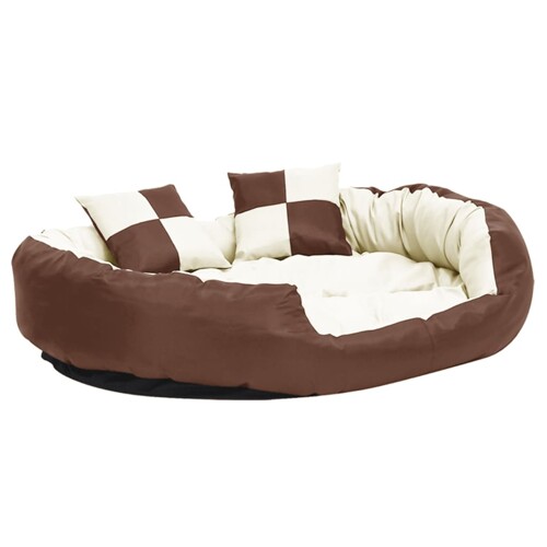 Dvostrani perivi jastuk za pse smeđi i krem 110 x 80 x 23 cm - NOVO