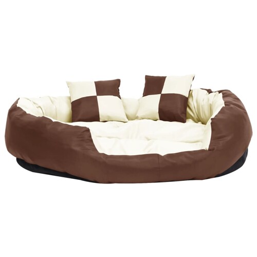 Dvostrani perivi jastuk za pse smeđi i krem 110 x 80 x 23 cm - NOVO