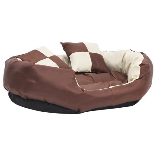 Dvostrani perivi jastuk za pse smeđi i krem 85 x 70 x 20 cm - NOVO