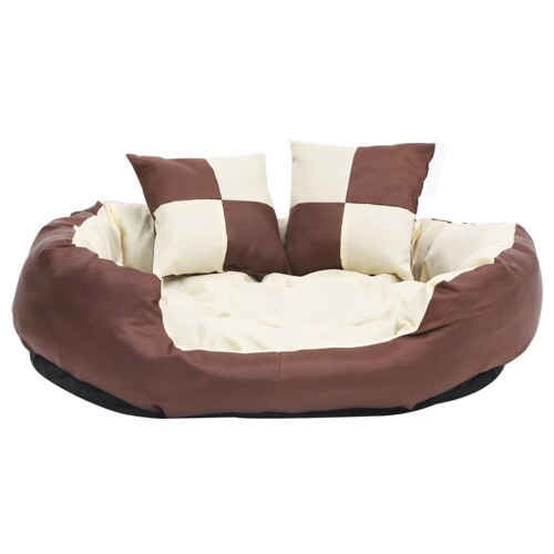 Dvostrani perivi jastuk za pse smeđi i krem 85 x 70 x 20 cm - NOVO
