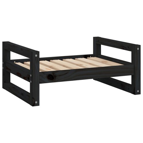 Krevet za pse crni 65,5x50,5x28 cm od masivne borovine - NOVO