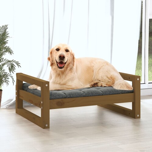 Krevet za pse boja meda 75,5x55,5x28 cm od masivne borovine - NOVO