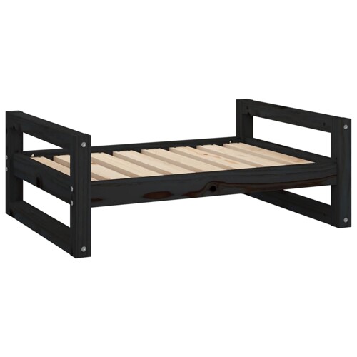 Krevet za pse crni 75,5x55,5x28 cm od masivne borovine - NOVO