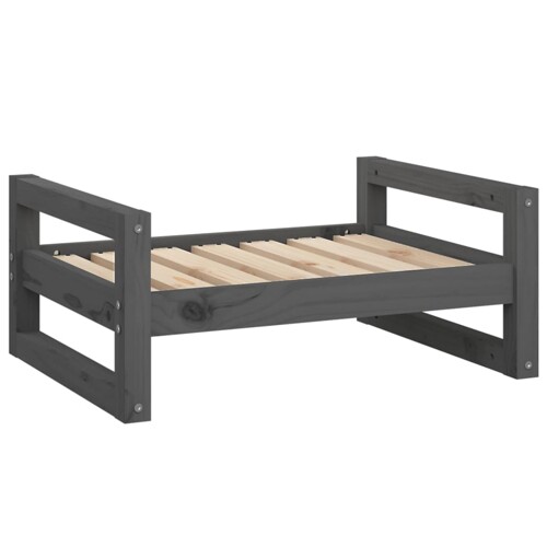 Krevet za pse sivi 65,5x50,5x28 cm od masivne borovine - NOVO