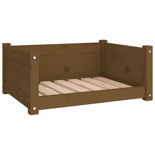 Krevet za pse boja meda 75,5x55,5x28 cm od masivne borovine - NOVO