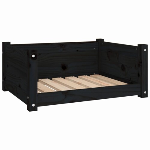 Krevet za pse crna 65,5 x 50,5 x 28 cm od masivne borovine - NOVO