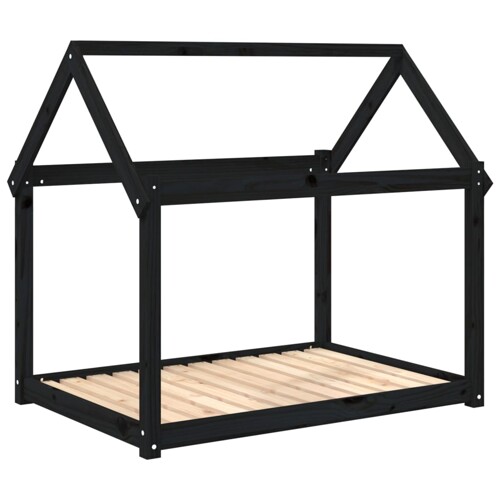 Krevet za pse crni 111x80x100 cm od masivne borovine - NOVO