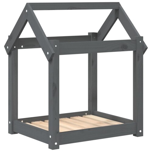 Krevet za pse sivi 61 x 50 x 70 cm od masivne borovine - NOVO