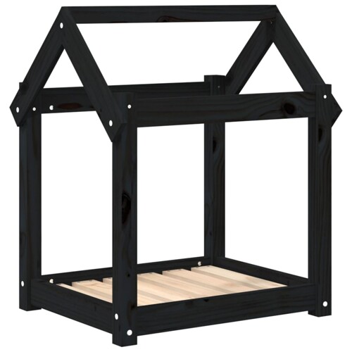 Krevet za pse crni 61x50x70 cm od masivne borovine - NOVO