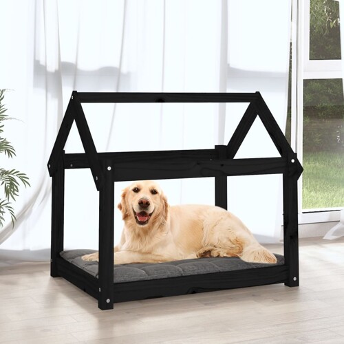 Krevet za pse crni 81x60x70 cm od masivne borovine - NOVO