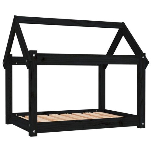 Krevet za pse crni 81x60x70 cm od masivne borovine - NOVO