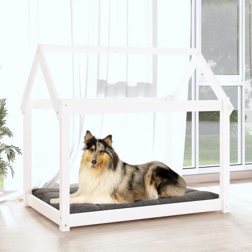 Krevet za pse bijeli 101x70x90 cm od masivne borovine - NOVO