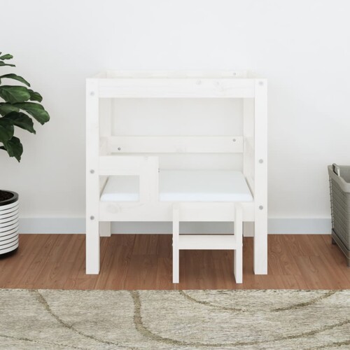 Krevet za pse bijeli 55,5x53,5x60 cm od masivne borovine - NOVO