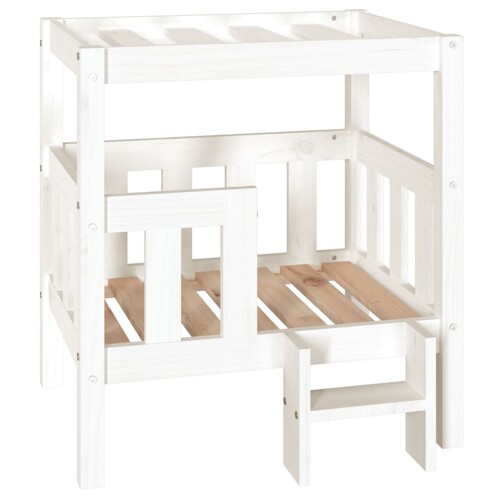 Krevet za pse bijeli 65,5x43x70 cm od masivne borovine - NOVO