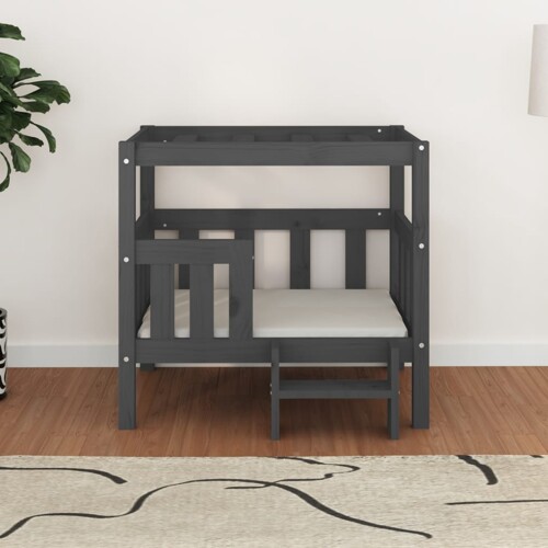 Krevet za pse sivi 75,5 x 63,5 x 70 cm od masivne borovine - NOVO