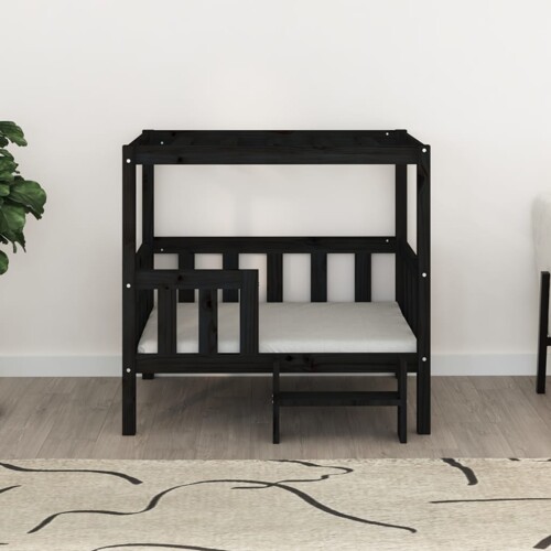 Krevet za pse crna 95,5x73,5x90 cm od masivne borovine - NOVO