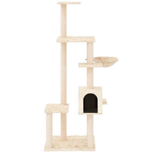 Penjalica za mačke sa stupovima za grebanje krem 142 cm - NOVO