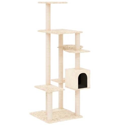 Penjalica za mačke sa stupovima za grebanje krem 142 cm - NOVO