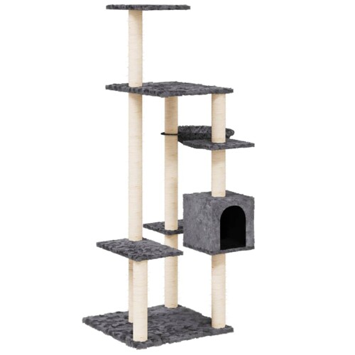 Penjalica za mačke sa stupovima za grebanje tamnosiva 142 cm - NOVO