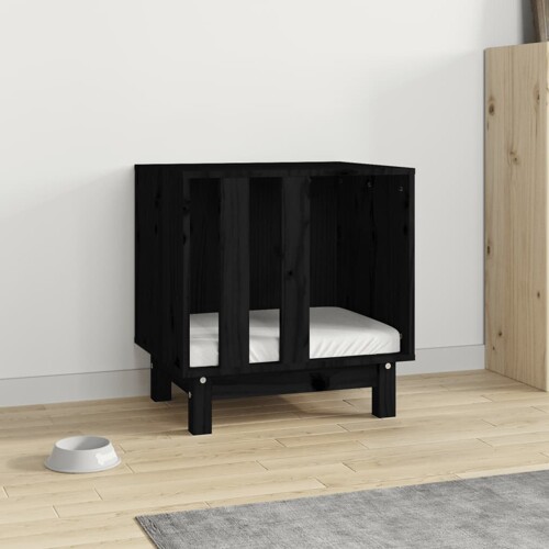 Kućica za pse crna 50 x 40 x 52 cm od masivne borovine - NOVO