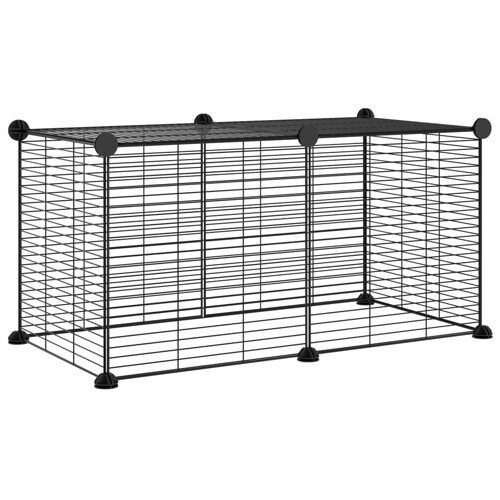 Kavez za kućne ljubimce s 8 panela crni 35 x 35 cm čelični - NOVO