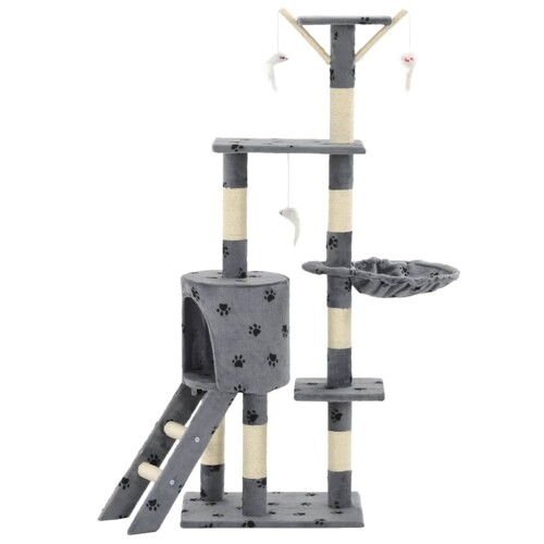 Penjalica za mačke sa stupovima za grebanje od sisala 138 cm siva s uzorkom ...