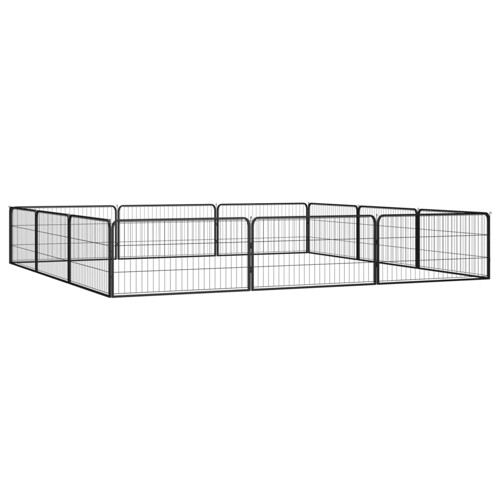 Ograda za pse s 12 panela crna 100 x 50 cm čelik obložen prahom - NOVO