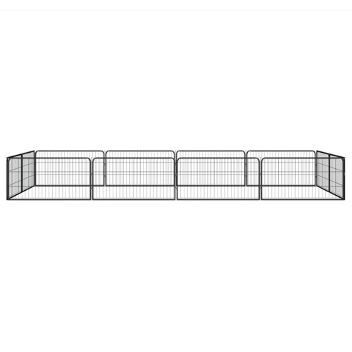 Ograda za pse s 12 panela crna 100 x 50 cm čelik obložen prahom - NOVO