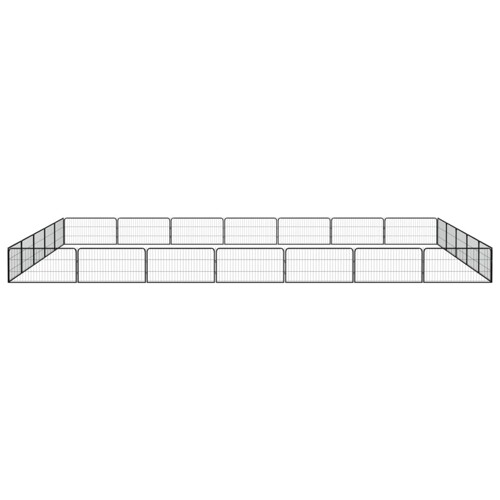 Ograda za pse s 24 panela crna 100 x 50 cm čelik obložen prahom - NOVO