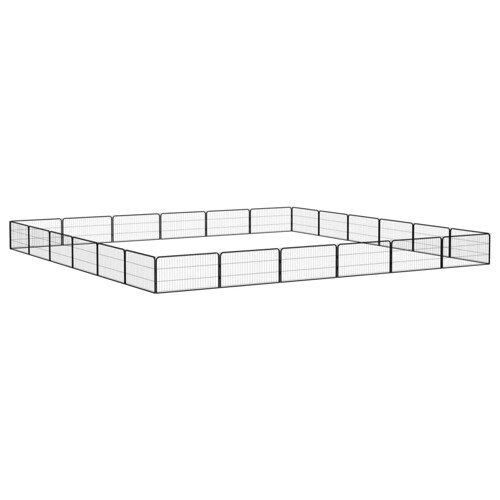 Ograda za pse s 24 panela crna 100 x 50 cm čelik obložen prahom - NOVO