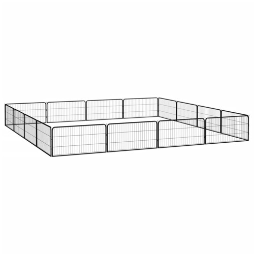 Ograda za pse s 16 panela crna 100 x 50 cm čelik obložen prahom - NOVO