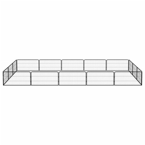 Ograda za pse s 16 panela crna 100 x 50 cm čelik obložen prahom - NOVO