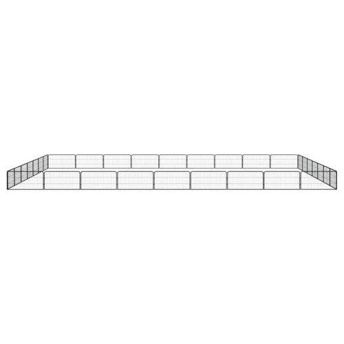 Ograda za pse s 32 panela crna 100 x 50 cm čelik obložen prahom - NOVO