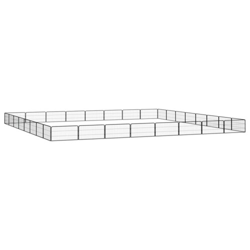Ograda za pse s 32 panela crna 100 x 50 cm čelik obložen prahom - NOVO