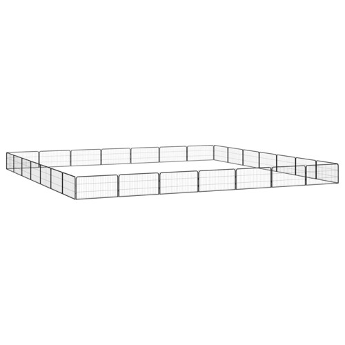 Ograda za pse s 28 panela crna 100 x 50 cm čelik obložen prahom - NOVO